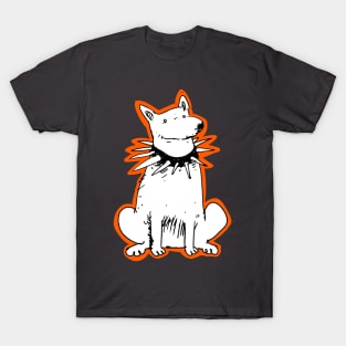 white watchdog with huge spike collar cartoon T-Shirt